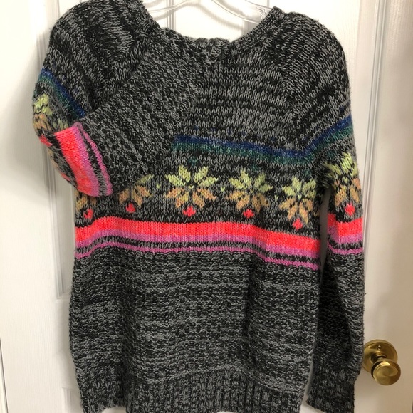 AMERICAN EAGLE SOFT PINK BLACK RED GREEN YELLOW KNIT JEGGING SWEATER SMALL WOOL - Picture 8 of 10